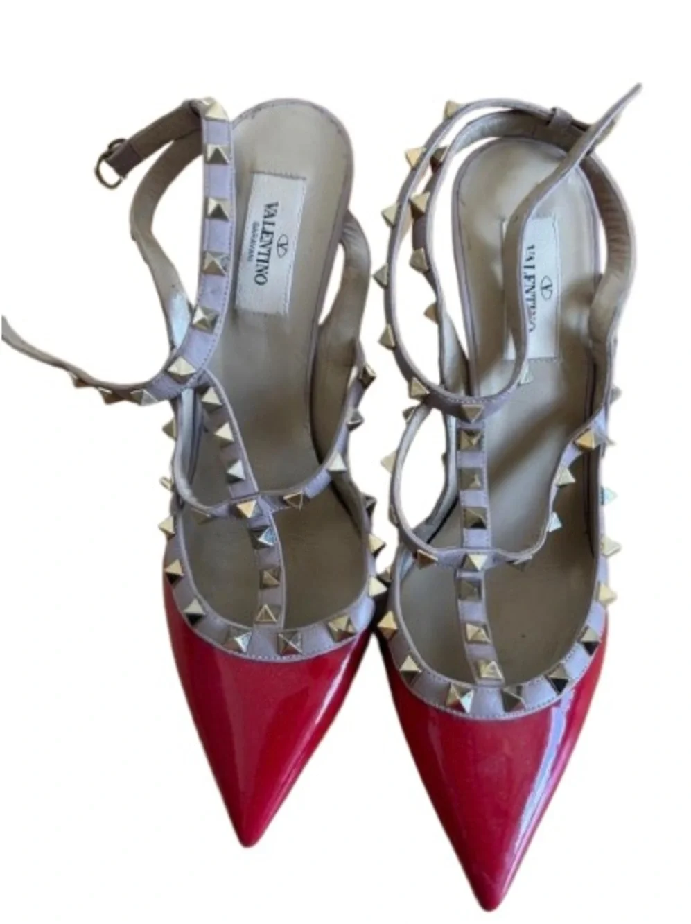 Valentino Rockstud Red Patent Leather Cage Pump